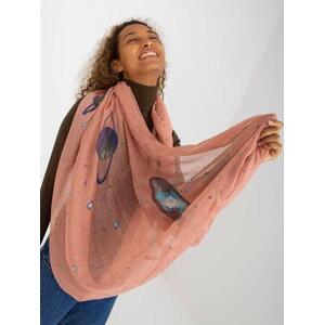 Fashionhunters Světle růžový dámský šátek s potiskem.Velikost: JEDNA VELIKOST