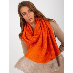 Fashionhunters Oranžová a béžová dvoubarevná pletená šála Velikost: JEDNA VELIKOST