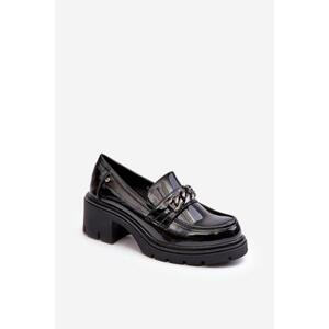 Kesi Lakované dámské boty na nízkém podpatku Black Blimma 40, Černá