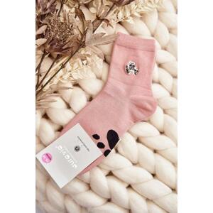 Kesi Dámské bavlněné ponožky s nášivkou medvídka růžové 35-38, Růžová