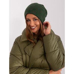 Fashionhunters Tmavě zelená dámská pletená čepice.Velikost: ONE SIZE, JEDNA, VELIKOST