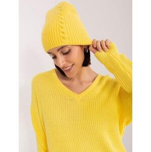 Fashionhunters Žlutá dámská pletená čepice.Velikost: ONE SIZE, JEDNA, VELIKOST