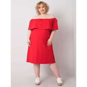 Fashionhunters Větší červené šaty se španělským 2XL výstřihem, XXL