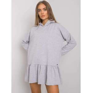 Fashionhunters Šedé melanžové bavlněné šaty s kapucí L / XL