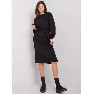 Fashionhunters RUE PARIS Černé bavlněné šaty s vazbou