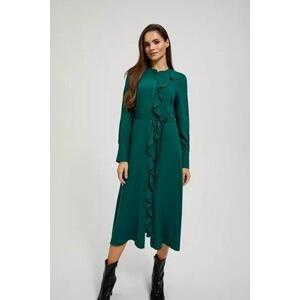 MOODO Midi šaty s volánky - velikost L, Zelená
