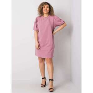 Fashionhunters Prachově růžové šaty větší velikosti z bavlny, velikost: 2XL, XXL