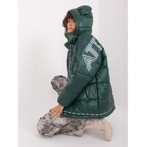 Fashionhunters Tmavě zelená prošívaná zimní bunda Velikost: M/L