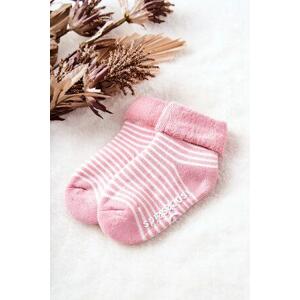 Kesi Dětské ponožky proužky Růžové a bílé 12 - 24 měsíců, Růžová, 12-24