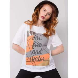 Fashionhunters Bílé bavlněné tričko Madelyn Velikost: L.