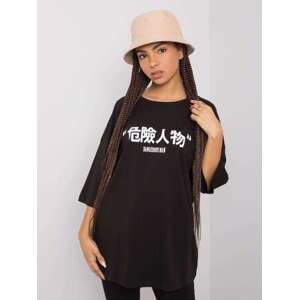 Fashionhunters Černé tričko s potiskem Alexis RUE PARIS Velikost: S / M
