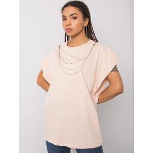 Fashionhunters Broskvové tričko s náhrdelníkem Arianna RUE PARIS Velikost: M