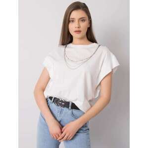 Fashionhunters Bílé tričko s náhrdelníkem Arianna RUE PARIS Velikost: L.