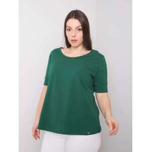 Fashionhunters Tmavě zelené bavlněné tričko pro ženy velikosti XL
