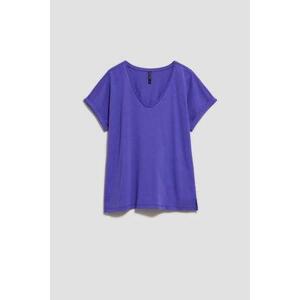 MOODO Bavlněné tričko s výstřihem do V. Velikost: XS, fialový