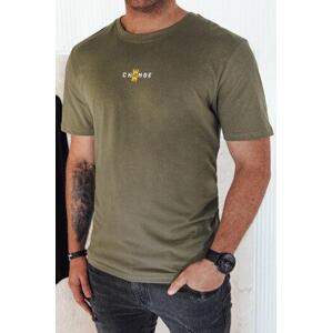 Dstreet Pánské tričko s potiskem zelené RX5462 L, Zelená