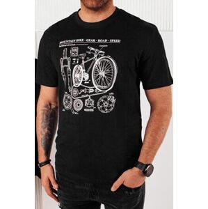 Dstreet Pánské tričko s černým potiskem RX5394 L, Černá