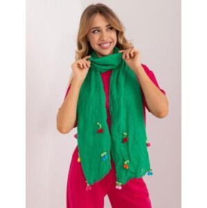 Fashionhunters Zelený dlouhý dámský šátek s aplikacemi.Velikost: JEDNA VELIKOST