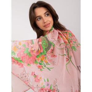 Fashionhunters Světle růžový dámský šátek s květinami.Velikost: ONE SIZE, JEDNA, VELIKOST