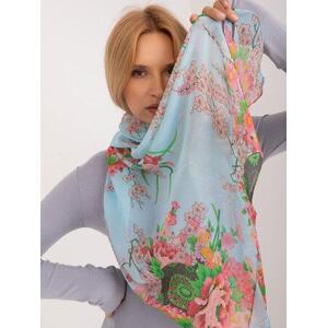Fashionhunters Světle modrý dámský květinový šátek Velikost: ONE SIZE, JEDNA, VELIKOST