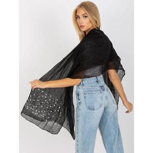 Fashionhunters Černý vzdušný dámský šátek s aplikací Size: ONE SIZE, JEDNA, VELIKOST