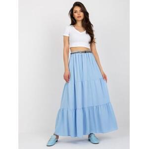Fashionhunters Světle modrá rozšířená sukně s volánkem Velikost: JEDNA VELIKOST