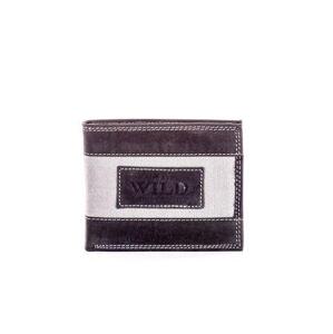 Fashionhunters Černá kožená peněženka pro muže s látkovým modulem. velikost: ONE SIZE