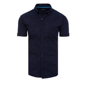Dstreet KX0983 XXL tmavě modrá pánská košile s krátkým rukávem