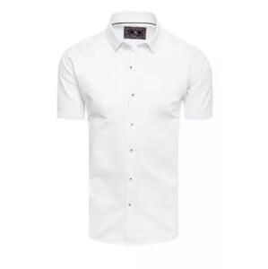 Dstreet Bílá pánská košile KX0988 XL s krátkým rukávem