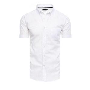 Dstreet Bílá pánská košile s krátkým rukávem KX0981 L
