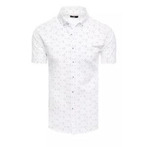 Dstreet Bílá pánská košile KX1006 XL s krátkým rukávem