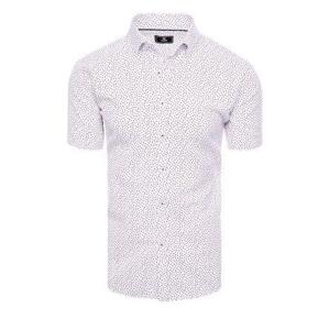 Dstreet Bílá pánská košile KX1016 XXL s krátkým rukávem