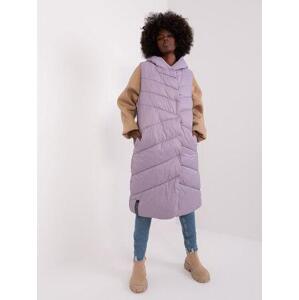 Fashionhunters Světle fialová SUBLEVEL dlouhá vesta s kapucí Velikost: M