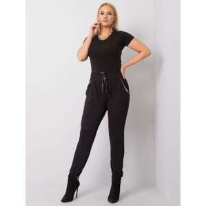 Fashionhunters Černé bavlněné kalhoty o velikosti 3XL