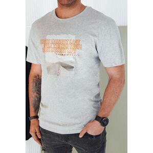 Dstreet Šedé pánské tričko s potiskem RX5488 M, Světle, šedá