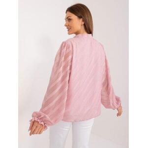 Fashionhunters Růžová klasická košile s nafouknutými rukávy Velikost: S/M