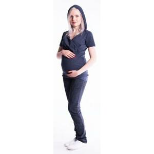Be MaaMaa Těhotenské a kojící triko s kapucí, kr. rukáv - jeans L/XL
