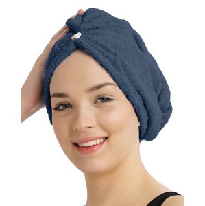 Chanar s.r.o Rychleschnoucí froté turban na vlasy, tmavě modrý