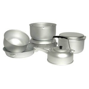 MIL-TEC® Set na vaření 9 dílný s konvičkou hliníková Barva: ALU - hliník