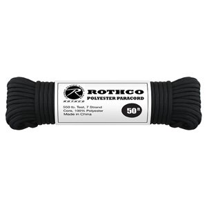 ROTHCO Šňůra PARACORD polyester 550LB 15 m 4mm ČERNÁ Barva: Černá