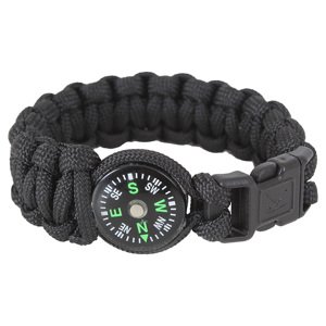 ROTHCO Náramek SURVIVAL PARACORD s kompasem ČERNÝ Barva: Černá, Velikost: 7