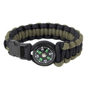 ROTHCO Náramek SURVIVAL PARACORD s kompasem ZELENO-ČERNÝ Velikost: 7