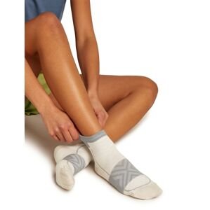 Dámské běžecké merino ponožky ICEBREAKER Wmns Run+ Ultralight Mini, Ecru Heather/Alloy velikost: 41-43 (L)