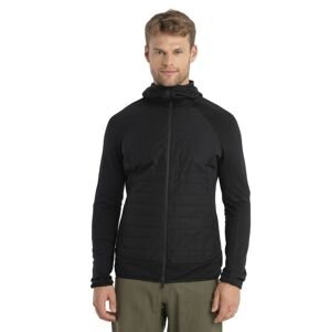 Pánský merino svetr ICEBREAKER Mens Quantum Hybrid LS Zip Hoodie, Black velikost: L
