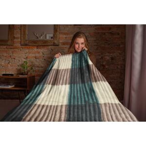 Top textil Mikroflanelová deka vlnkovaná 150x200 cm zelená/béžová