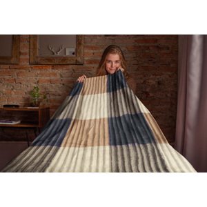 Top textil Mikroflanelová deka vlnkovaná 150x200 cm béžová/modrá