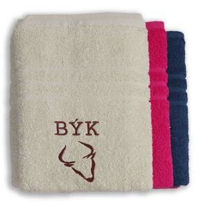 Top textil Osuška s vyšitým znamením zvěrokruhu „Býk" 70x140 cm Barva: purpurová
