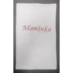 Top textil Osuška s vyšitým nápisem "Maminka" - Bílá 70x120 cm