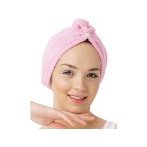 Chanar s.r.o Rychleschnoucí froté turban na vlasy, růžový