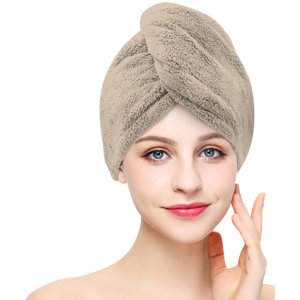 Chanar s.r.o Rychleschnoucí froté turban na vlasy, béžový